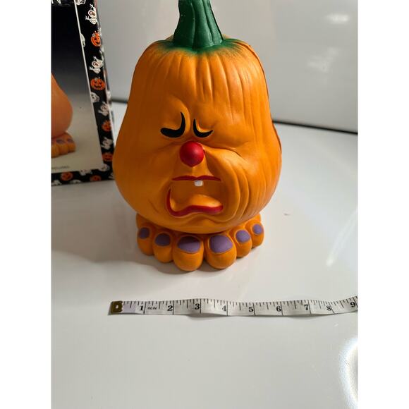 2 new vintage Halloween grumpy pumpkin displays. UNTESTED! Orange decoration - Picture 9 of 16